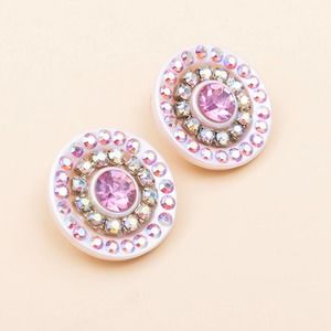 Pink rhinestone statement earrings clipon